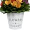 7.5" Wooden Artificial Spring Floral Arrangement with Flowers & Garden Pot